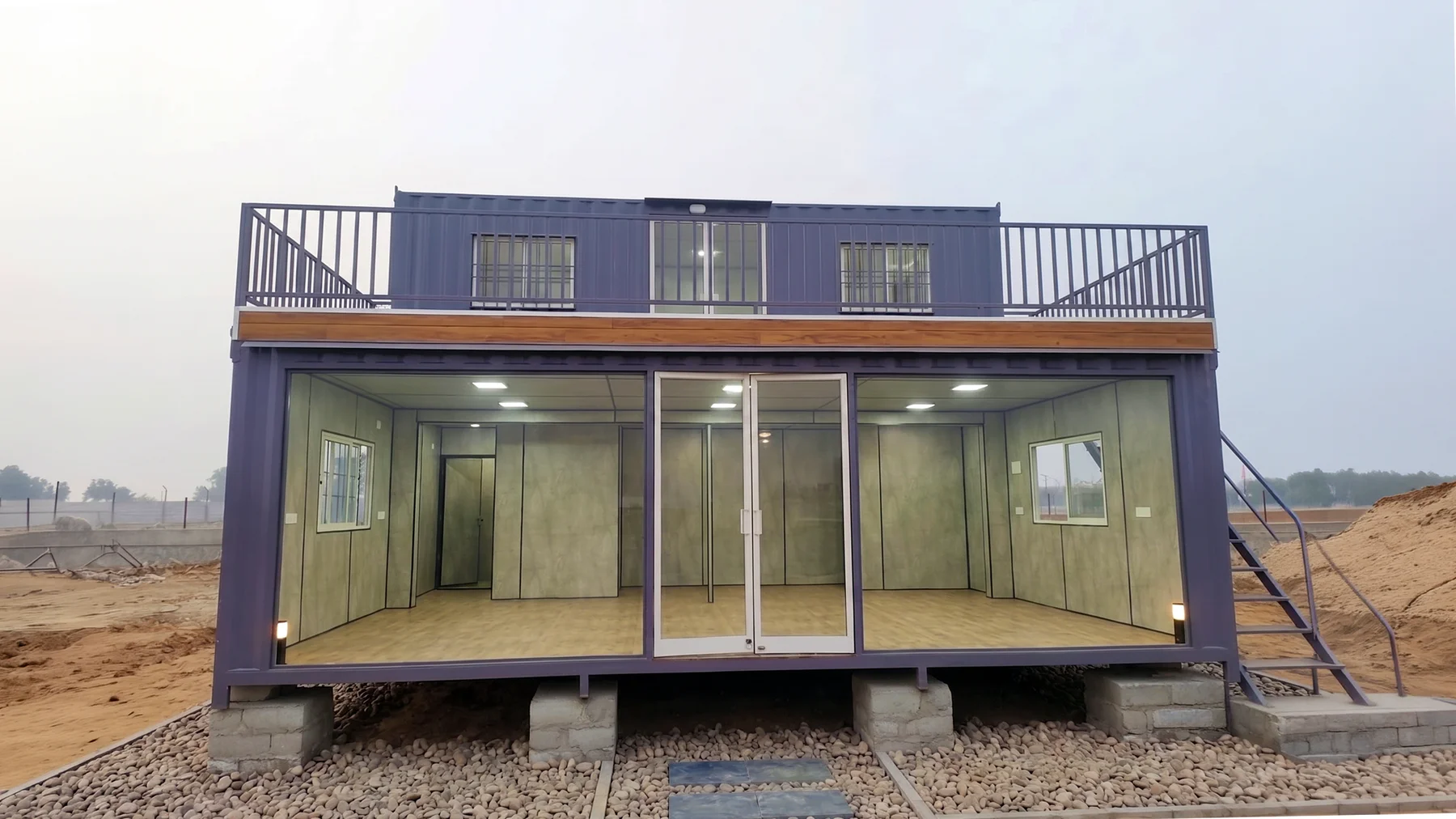 CabinWala project: Two-storey container farm house with rooftop balcony